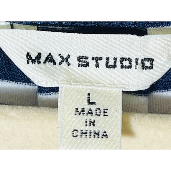 Max Studio Navy White Preppy Nautical Coastal Fit Flare Dress Eyelet Large - Picture 6 of 8